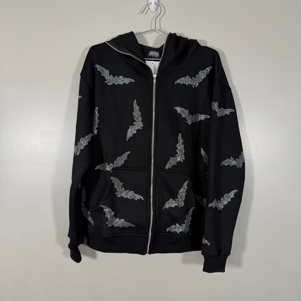 *NEW Bimotions Emotions Rhinestone Bat Hoodies Size Large